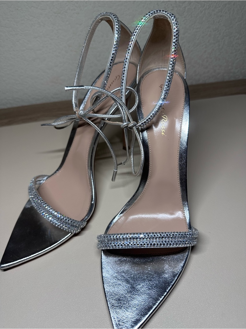 Gianvito Rossi Crystal Silver Heels EU 41 w/ Box & Dust Bag